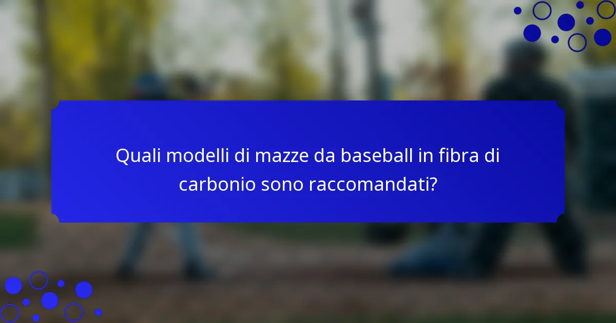Quali modelli di mazze da baseball in fibra di carbonio sono raccomandati?